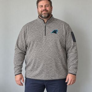 Antigua Carolina Panthers Fortune Mens 4XLT Quarter Zip Sweater Gray NWT